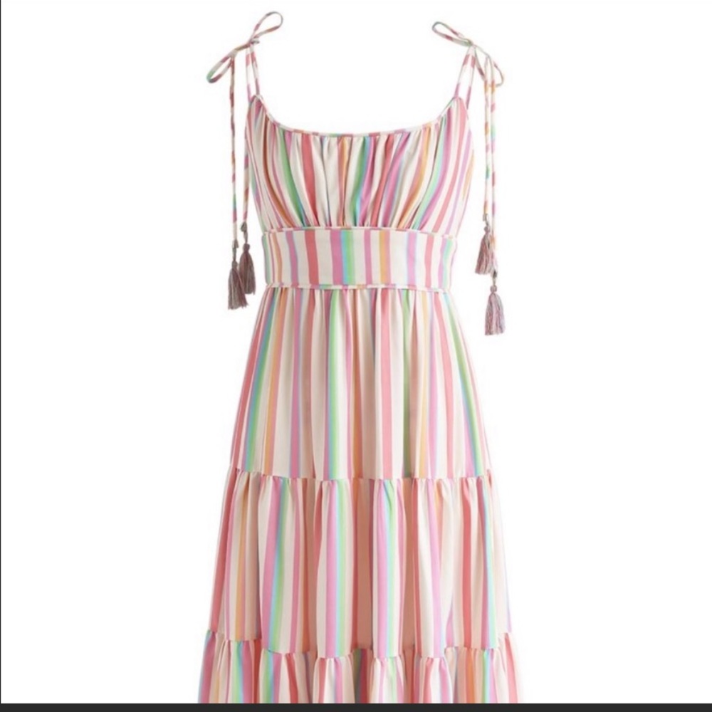 Chicwish Rainbow Candies Stripes Maxi Dress